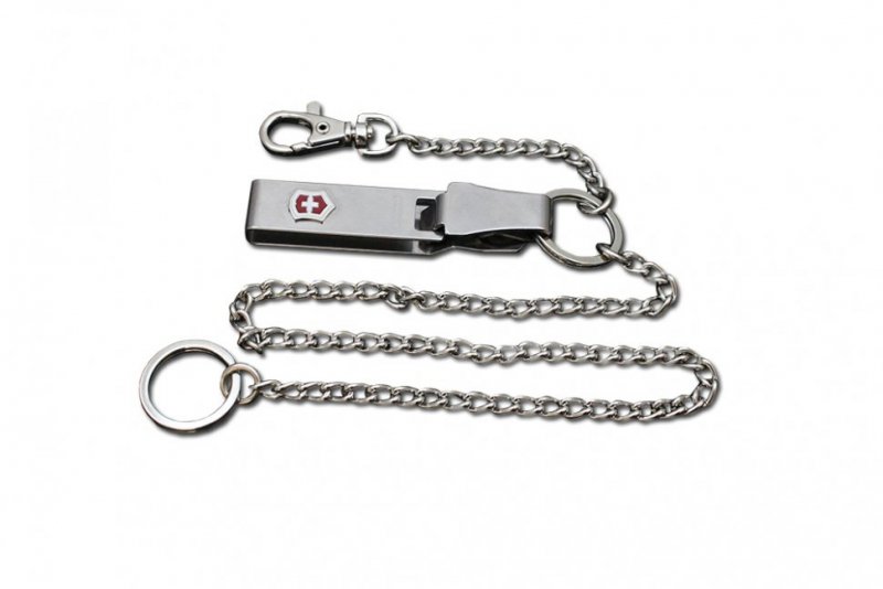 Zawieszka na pasek Victorinox - Wytrzymała metalowa konstrukcja, karabińczyk i podwójne łańcuszki, do bezpiecznego mocowania scyzoryków i multitooli - 40 cm - 4.1860