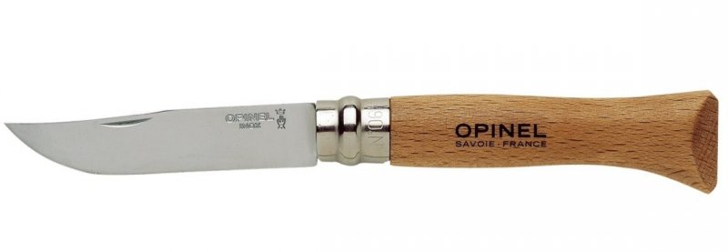 Nóż składany Opinel 12 Inox Buk - Blokowane ostrze, ergonomiczna rękojeść z drewna bukowego, do codziennego użytku i kempingu - 160 mm - Opinel