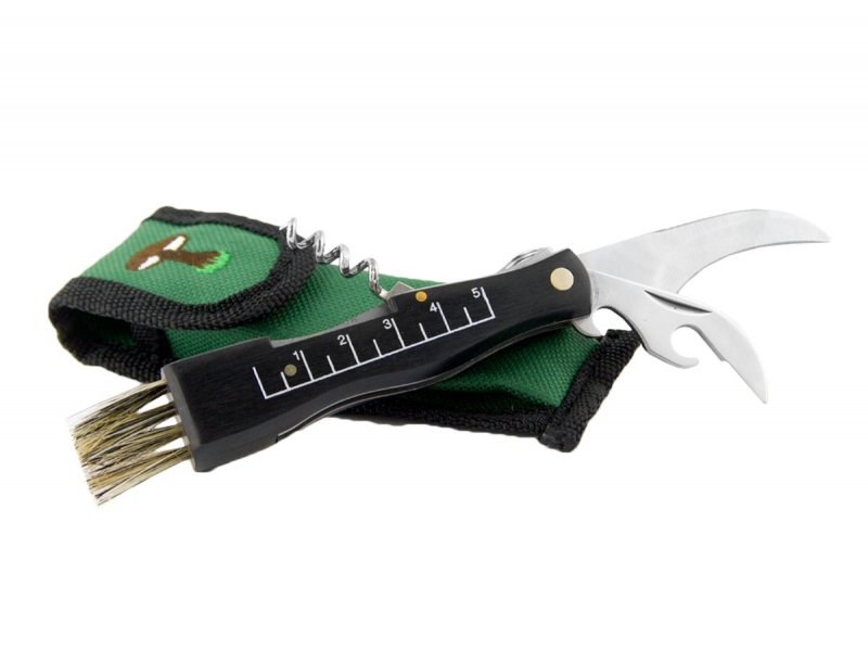 Nóż Joker na Grzyby JKR89 - Ostrze typu Warncliff, z miarką i miotełką, otwieracz i korkociąg - Do outdooru, stal nierdzewna - Joker