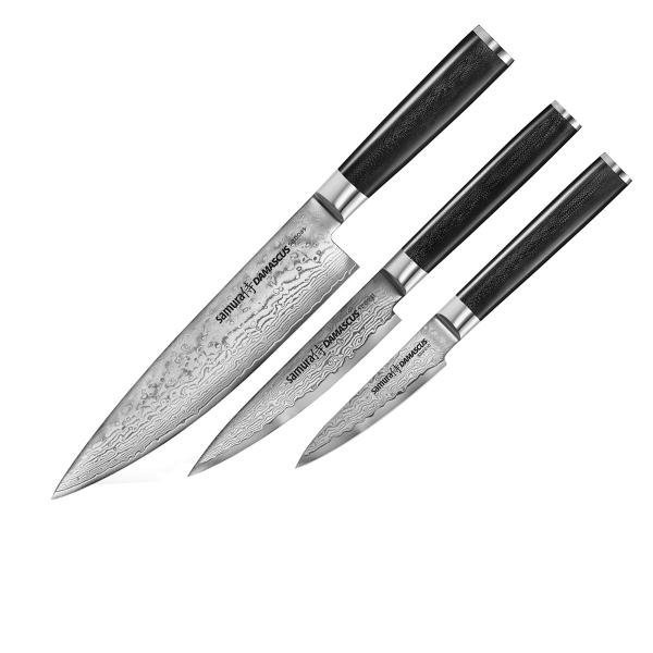 Samura Damascus – Zestaw 3 Noży: Szef Kuchni, Utility, Paring