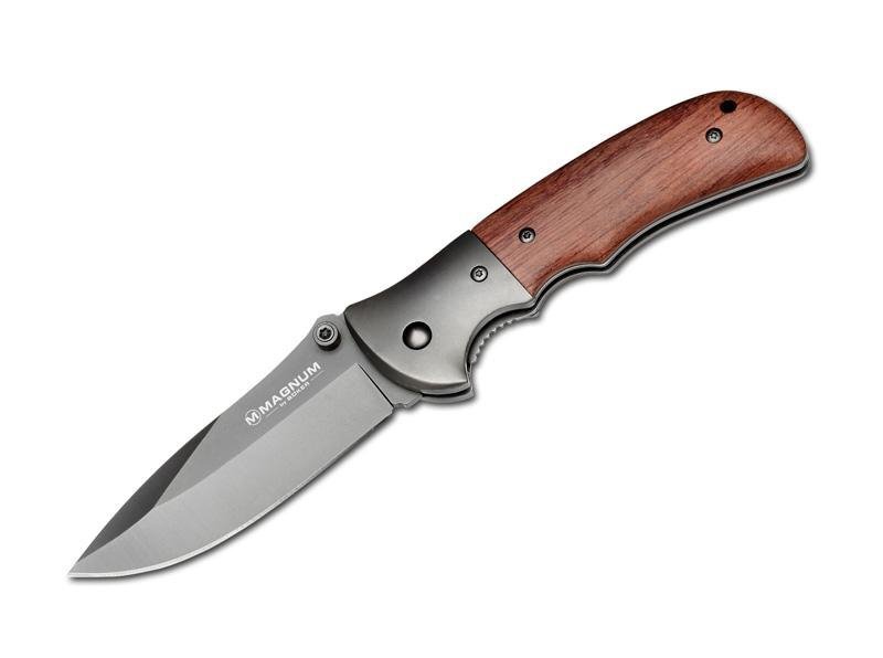 Nóż EDC Magnum Co-operator - Blokowane ostrze ze stali 440A, rękojeść z drewna Huali, do outdooru - 87 mm - Boker