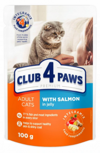 Club4 Paws saszetka dla kotów z łososiem w galaretce 100g