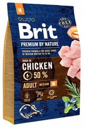 Brit Premium By Nature M Adult karma dla dorosłych psów z kurczakiem 3kg