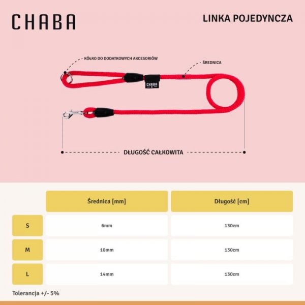 Chaba Smycz Linka 3503 0,6/130cm Czerwona
