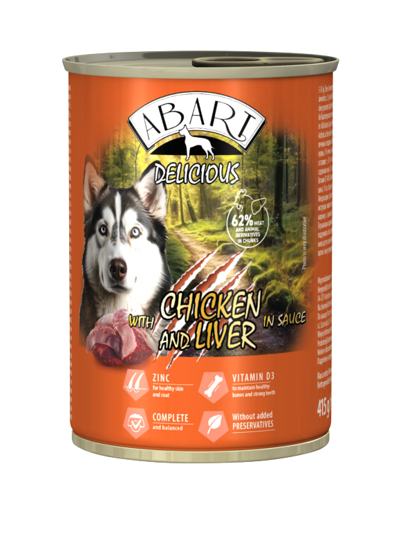Abart Delicious Puszka dla psa 415g kurczak/wątrób