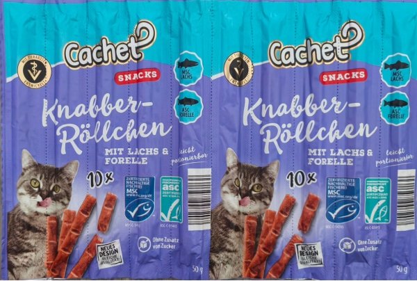 Cachet kabanosy dla kota łosoś pstrąg 10 szt.