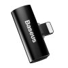 BASEUS adapter audio/HF z do iPhone Lightning 8-pin na 2x do iPhone Lightning 8-pin czarny CAL46-01
