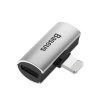 BASEUS adapter audio/HF z do iPhone Lightning 8-pin na 2x do iPhone Lightning 8-pin srebrno - czarny CAL46-S1