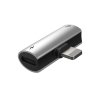 BASEUS adapter audio/HF z do iPhone Lightning 8-pin na 2x do iPhone Lightning 8-pin srebrno - czarny CAL46-S1