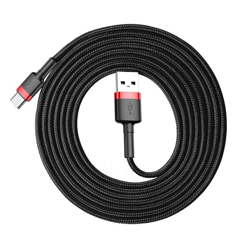 BASEUS kabel USB Cafule Typ C 2A 3 metry czerwono-czarny CATKLF-U91