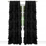 Firana z falbanami na taśmie - Aurora 145x250 czarna