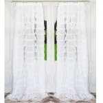 Firana z falbanami na taśmie - Aurora 145x250 biała