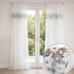 Firana gotowa Megan 145x250 cm – biały woal z dwukolorową gipiurą