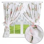 Firana z etaminy w kwiatowy wzór z falbanką - Rozalia 200X150