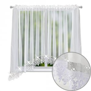 Firana z cyrkoniami i ozdobną gipiurą - Diana 300x160