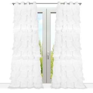 Firana z falbanami na przelotkach - Aurora 145x250 biała