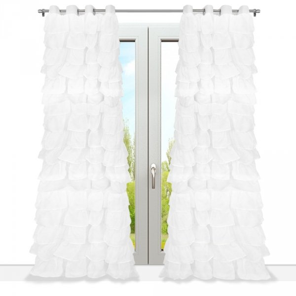 Firana z falbanami na przelotkach 145 × 250 cm - Nelli.pl