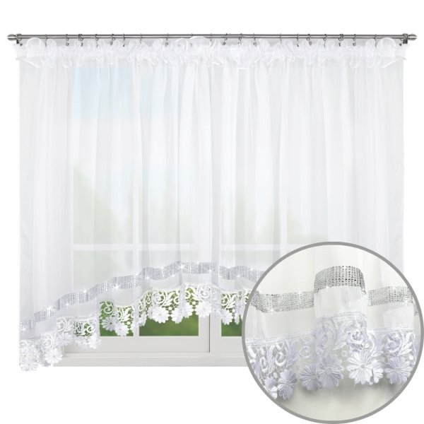 Firana z cyrkoniami i ozdobną gipiurą 400 × 165 cm - Nelli.pl
