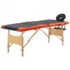 Składany stół do masażu, 4 strefy, drewno, czarno-pomarańczowy