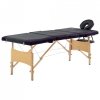 Składany stół do masażu, 4 strefy, drewniany, czarno-fioletowy