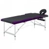 2-strefowy, składany stół do masażu, aluminium, czarno-fioletowy
