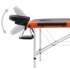 3-strefy, składany stół do masażu, aluminium czarny i pomarańcz