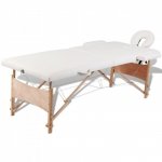 Kremowy składany stół do masażu 2 strefy z drewnianą ramą
