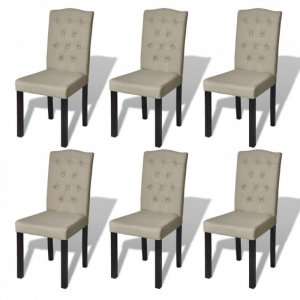 Krzesła stołowe, 6 szt., beżowe, tkanina