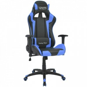 Odchylane krzesło biurowe, sportowe, sztuczna skóra, niebieskie