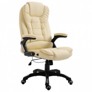 Krzesło biurowe, kremowe, sztuczna skóra
