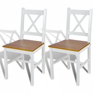 Krzesła stołowe, 2 szt., białe, drewno sosnowe