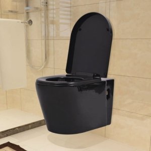 Podwieszana toaleta ceramiczna, czarna