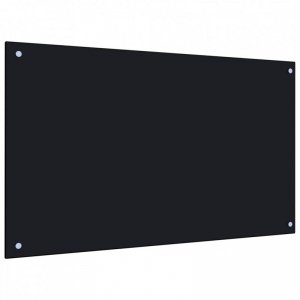 Panel ochronny do kuchni, czarny, 100x60 cm, szkło hartowane