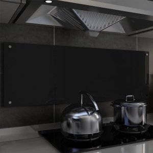 Panel ochronny do kuchni, czarny, 120x40 cm, szkło hartowane