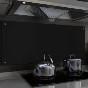 Panel ochronny do kuchni, czarny, 120x50 cm, hartowane szkło