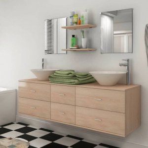 9-częściowy zestaw mebli łazienkowych ze zlewami i kranami