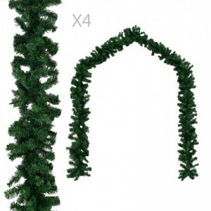 Girlandy świąteczne, 4 szt., zielone, 270 cm, PVC