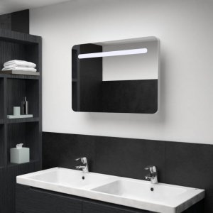 Szafka łazienkowa z lustrem i LED, 80 x 11 x 55 cm