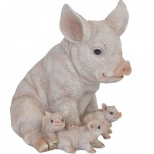 Esschert Design Figurka świnki z prosiętami, 19,4 x 22,3 x 24,3 cm