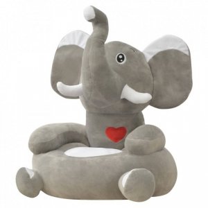 Fotel dla dzieci słoń, pluszowy, szary