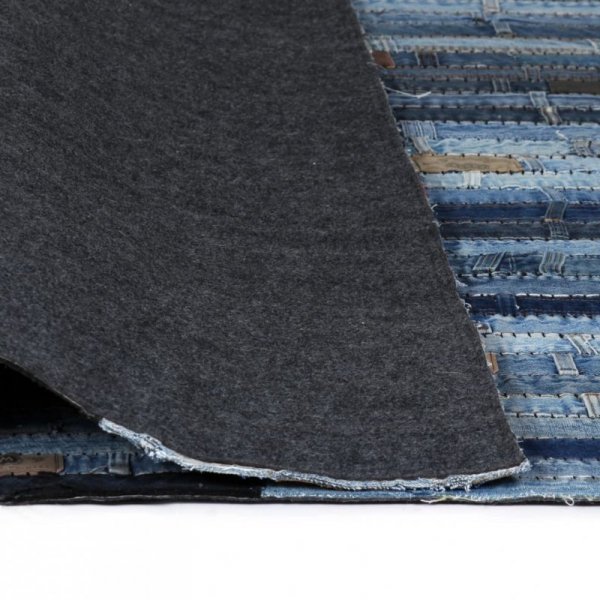 Patchworkowy dywanik z dżinsu, 80 x 150 cm, niebieski