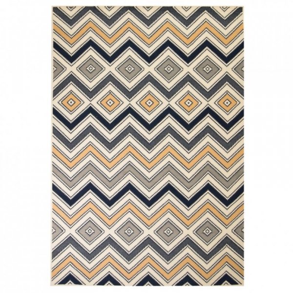 Nowoczesny dywan w zygzak, 120x170 cm, brązowo-czarno-niebieski