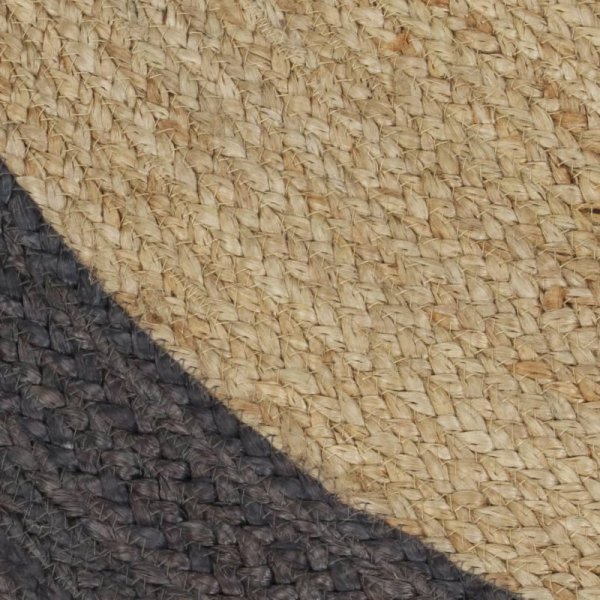 Ręcznie wykonany dywanik, juta, ciemnoszara krawędź, 120 cm