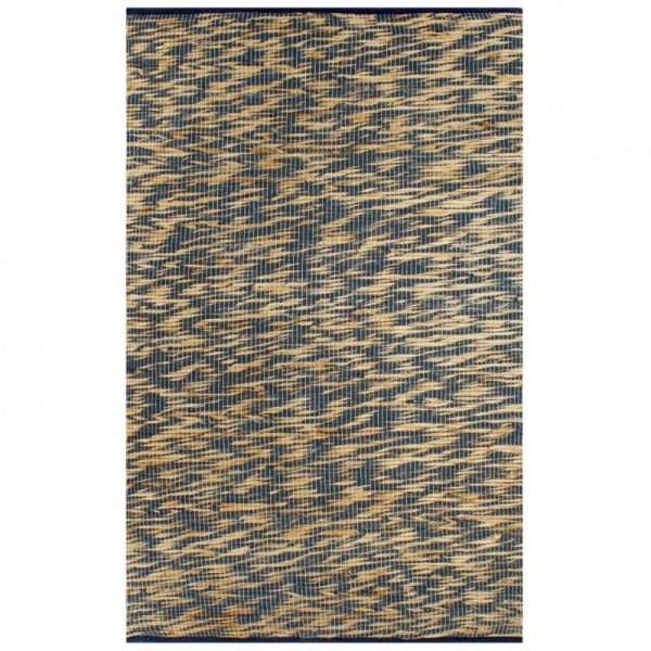 Ręcznie wykonany dywan, juta, niebieski i naturalny, 160x230 cm