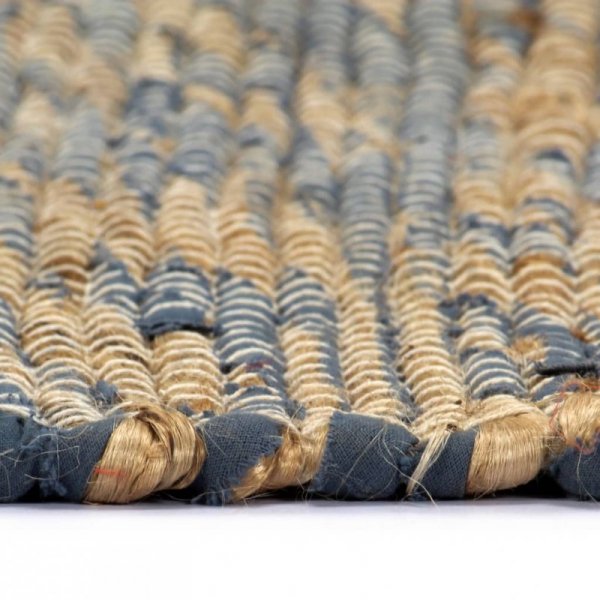 Ręcznie wykonany dywan, juta, niebieski i naturalny, 160x230 cm