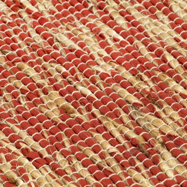 Ręcznie wykonany dywan, juta, czerwony i naturalny, 80x160 cm