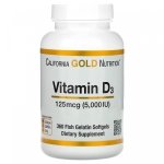 California Gold Nutrition, Vitamin D3, 125 mcg (5,000 IU), 360 kaps.