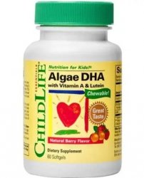 CHILDLIFE Algae DHA with Vitamin A & Lutein - DHA z alg + Witamina A + Luteina dla dzieci (60 kaps.)