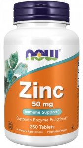 NOW FOODS Cynk 50 mg - Glukonian Cynku (250 tabl.)