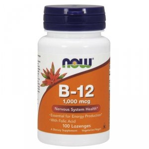 NOW FOODS Witamina B12 1000 mcg i Kwas Foliowy 100 mcg do ssania (100 tabl.)